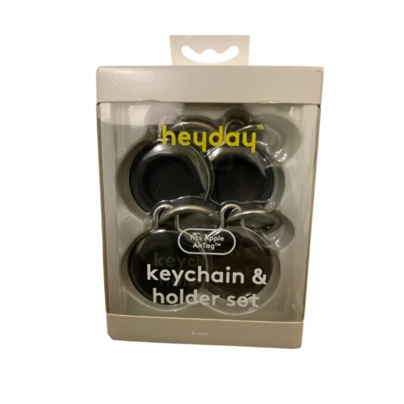🎁 Heyday Apple AirTag Keychain Holder Set 4 Pack Black Silicone Case Gift 🆕 - Picture 5 of 5